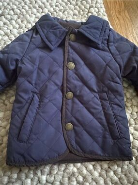 London Fog Navy Quilted Puffer Jacket for Kids